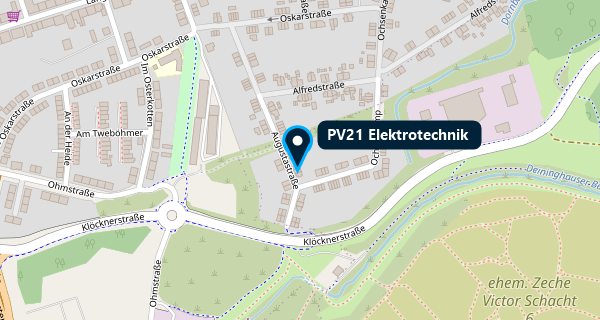 Kartenausschnitt: PV21 Elektrotechnik, Augustastraße 31a in Castrop-Rauxel